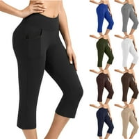 Utoimkio női Capri jóga nadrág zsebbel magas derékú edzés Leggings Haskontroll jóga Capris