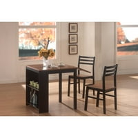Modish fából készült asztal oldalsó székekkel, barna és fekete