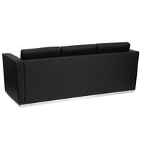 Flash bútorok HERCULES Trinity sorozat kortárs fekete LeatherSoft kanapé rozsdamentes acél talppal