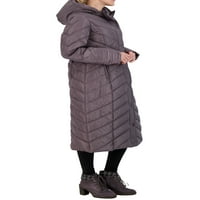 Steve Madden női Chevron Maxi Puffer Coat Hood -mal