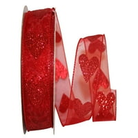 Papír Valentin -nap puszta szalag, piros, 1,5 hüvelyk 25yd, 1 csomag