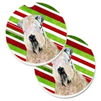Carolines kincsek SS4562CARC Wheaten Terrier puha bevonatú Candy Cane ünnepi karácsonyi készlet pohártartó autó