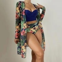 Vintage fürdőruha medence Hawaii női fürdőruha fedél Ups Nyitott első Strand Bikini fürdőruha kimonó kardigán fedezze