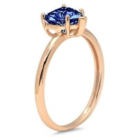 2.0 ct szív vágott kék szimulált tanzanite 14K rose gold anniversary eljegyzési gyűrű mérete 3.5