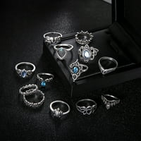 Gyűrűk női gyűrű készlet cirkon Trend Retro Ékszerek Ezüst közös kék Fém Divat gyűrűk Divat Gyűrűk Fém Ezüst