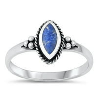 A színes Marquise kék Lapis gyűrű . Ezüst zenekar CZ Ékszerek Női Méret 6
