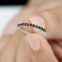 0. CT Természetes fekete Spinel fél örökkévalóság gyűrű a nők, kerek vágott fekete Spinel arany gyűrű, ezüst, US 10.50