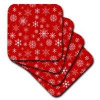 Fehér hópelyhek piros háttér készlet alátétek-puha cst-97905-1