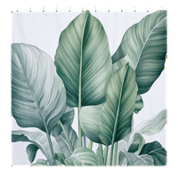 Fraigo Trópusi levelek zuhanyfüggöny zöld banán levél zuhanyfüggöny Szövet botanikai növény fürdő függöny vízálló dzsungel