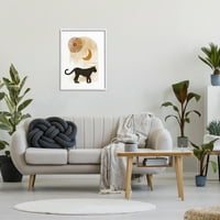 Stupell Industries Boho Panther Silhouette Lunar Solar botanikai levél grafika fehér keretes művészet nyomtatás Wall