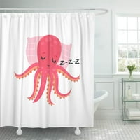 Rajzfilm rózsaszín polip alszik puha párna Imádnivaló karakter fürdőszoba dekoráció fürdő zuhanyfüggöny