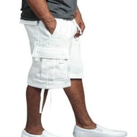Férfi Cargo rövidnadrág zsebbel nyári Rövid nadrág Elasztikus derekú fenék férfi Activewear Mini nadrág Sport Fehér