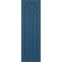 Ekena Millwork 18 W 60 H True Fit PVC San Carlos misszió stílusú rögzített redőnyök, Logourn Blue