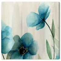 Wynwood Studio virág- és botanikus fali art vászon nyomtatványok 'Blue Flowers II' Fluals - Kék, Fehér