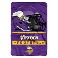 Minnesota Vikings “Sideline” túlméretezett mikro -raschel -dobó takaró, 62 ”90”