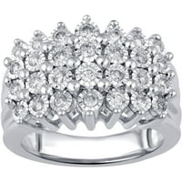 Carat T.W. Kerek fehér gyémánt sterling ezüst piramis gyűrű csoda tányérral