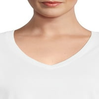 Terra & Sky Women's Plus méretű V-nyakú póló rövid ujjú
