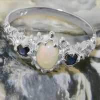 Brit készült ezüst természetes opál & zafír női ígéret gyűrű - méret opciók-Méret 7