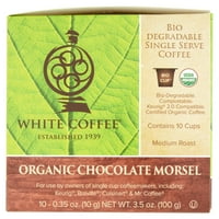 Fehér Kávé Organikus Csokoládé Morsel Biológiailag Lebomló Egyágyas Kávé, 0. oz, gróf