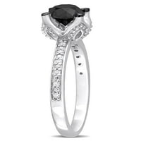 Miabella női karátos T.W. Fekete -fehér gyémánt 14KT fehérarany pasziánsz eljegyzési gyűrű