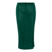 Női Egyszínű flitterek divat magas derék vékony alkalmi fél test Szoknya Zöld XL