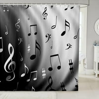 Hangjegy zuhanyfüggöny Fekete fehér fürdőszoba zuhanyfüggöny szett gyerekeknek felnőtt zongora fürdő függöny zenei