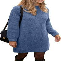 Singreal női őszi kötött pulóver pulóverek hosszú ujjú Crewneck Túlméretezett laza rövid pulóver ruha