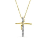 JewelersClub 14K aranyozott ezüst akcentus gyémánt keresztező medál nyaklánc nőknek fehér gyémántok + 18 ”-os kötéllánc,