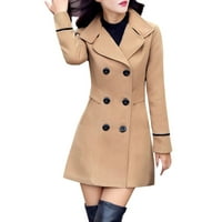 Viikei téli kabátok Női Női kabátok Molett Női kabátok Clearance alkalmi szilárd gyapjú kétsoros elegáns hosszú ujjú