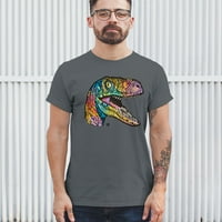 Tee Hunt színes Raptor póló Dean Russo Neon dinoszaurusz Minta Férfi póló, faszén, X-nagy
