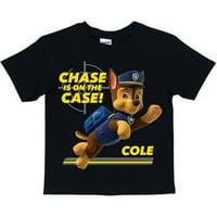 Személyre szabott PAW Patrol Chase a Case Fiúk fekete pólóján van