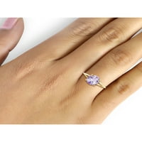 JewelersClub rózsaszín ametiszt gyűrűs születési jewelly - 1. karátos rózsaszín ametiszt 14K aranyozott ezüst gyűrűs