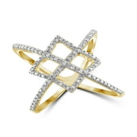 JewelersClub 14K Aranyozott ezüst Criss Cross Ring - 0. Karát fehér gyémánt gyűrű 14K aranyozott ezüst gyűrűvel - Diamond