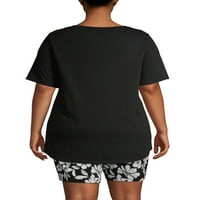 Terra & Sky Women's Plus Size Essential mindennapi V-nyakú póló, csomag