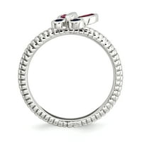 Létrehozott Rubin és létrehozott zafír ezüst pillangó gyűrű