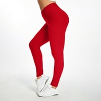 Női buborék emelő gyakorlat Fitness futás magas derék jóga nadrág jóga nadrág zsebekkel a nők Piros XL