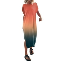 Beppter Ruhák Női Női póló Maxi ruha Batwing Sleeve Crewneck alkalmi laza hasított oldalsó hosszú strand ruhák