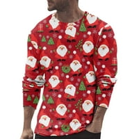 TKing Divat Férfi ingek alkalmi személyiség Divat karácsonyi nyomtatás Kerek nyakú Hosszú ujjú póló ingek férfiaknak