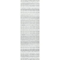 Nuloom Kira gép mosható törzsi geometriai futó szőnyeg, 2 '6 12', szürke