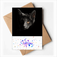 Fekete Macska Állat Bámulni Sötét Üdvözöljük Vissza Üdvözlőlapok Borítékok Üres