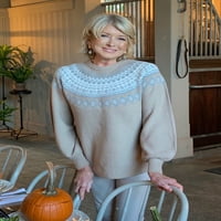 Martha Stewart mindennapi női Fair Isle Crew nyak húzza a pulóvert