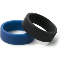 Lapos fekete és kék szilikon gyűrűk, 2 csomag