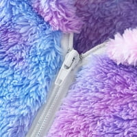 Rollbacks Pulóver Női fél Zip Fuzzy gyapjú pulóver felsők gradiens színes zseb Hosszú ujjú nyugodt Fit női kapucnis