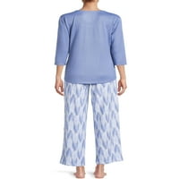 Muk Luks női és női plusz méretű póló és nyomtatott nadrág pizsama szett, 2 darab