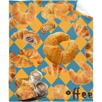 Croissant kollázs kávé vicces Reggeli Ulta Puha gyapjú flanel takaró születésnapi dobás takaró ágynemű kültéri fedél