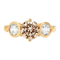 1.72 ct kerek vágott Barna Pezsgő szimulált gyémánt 18K sárga arany gravírozás nyilatkozat évforduló eljegyzés esküvői