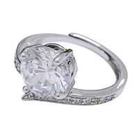 Ezüst Négy Karom Strasszos Gyűrű Elegáns Geometria Strasszos Gyűrű Teljes Gyémánt Gyűrűk Női Méret Állítható Nyílás