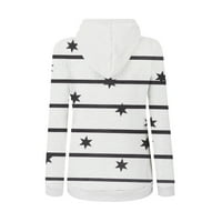 Timegard Kapucnis Női nyomtatás garbó hosszú ujjú pulóverek blúz póló felsők, Fehér, XL