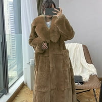 Női plusz méretű téli kabát női plusz méretű luxus Fau s kabát meleg felsőruházat hosszú kabát Khaki Xxxxl, ac2526