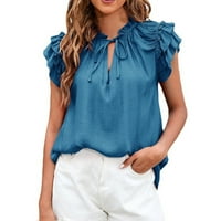 KaLI_store aranyos felsők Női Női póló alkalmi aranyos virág grafikus nyári Rövid ujjú felső Kék, XL